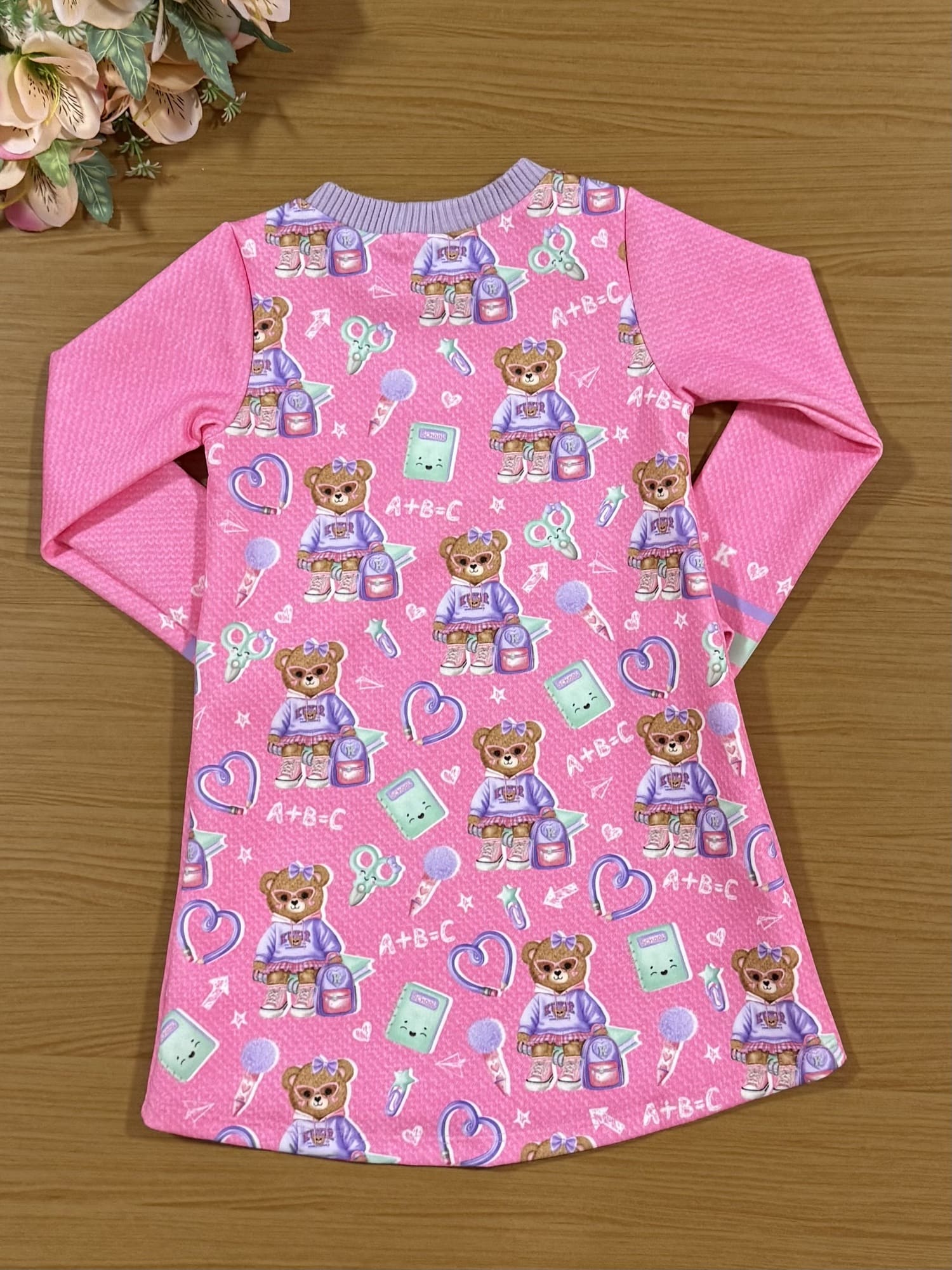 Vestido Infantil Kukiê Inverno Ursinha Escolar com Strass