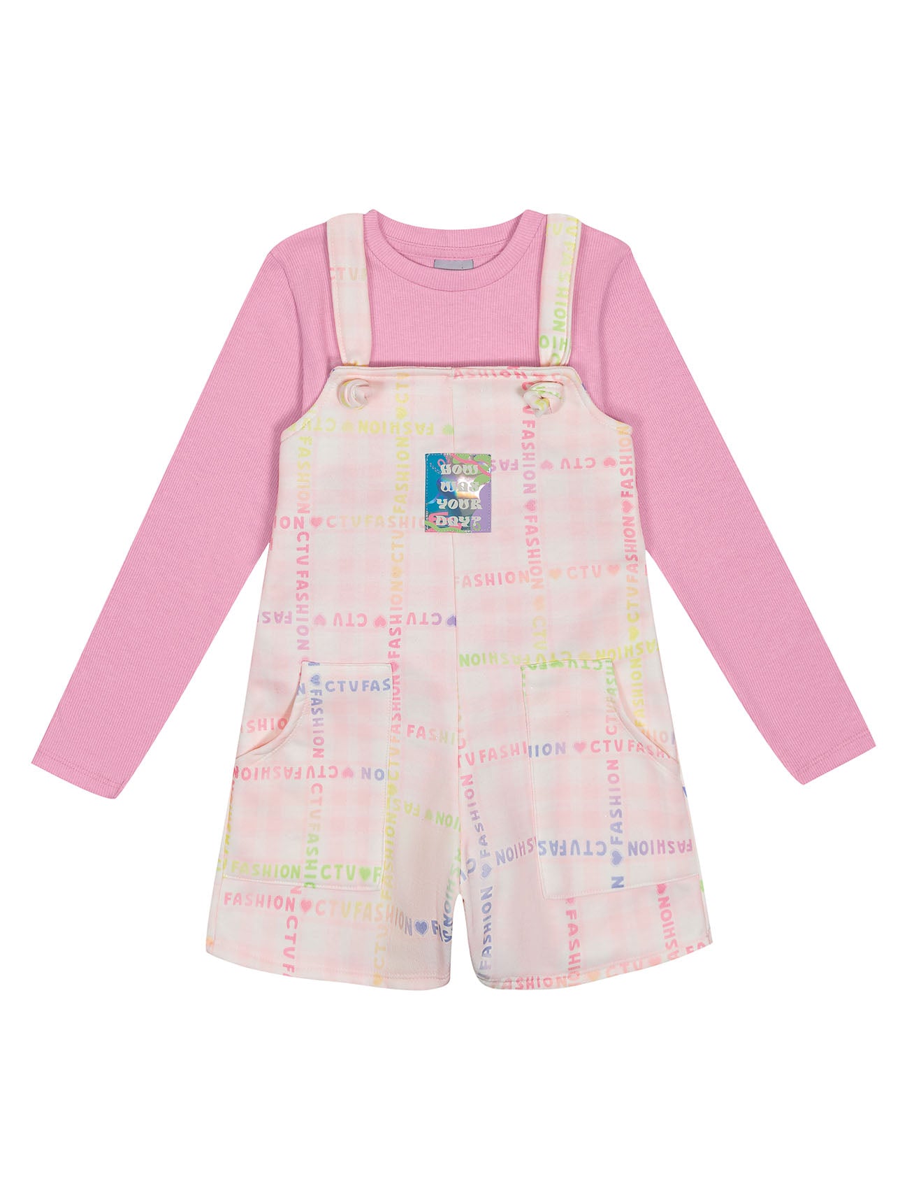 Jardineira Infantil Catavento Inverno com Blusa Barbie