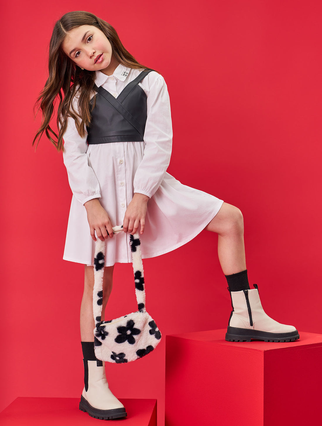 Vestido Infantil Catavento Inverno Com Sobreposição
