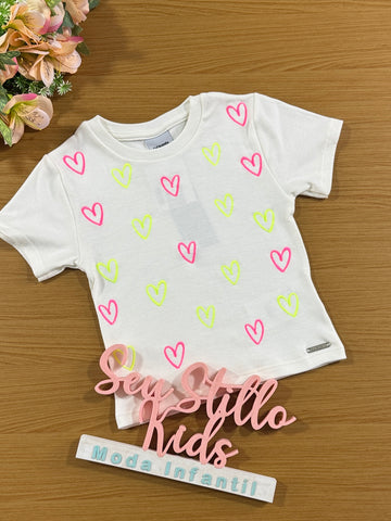 Blusa Infantil Catavento Verão Off White Coração