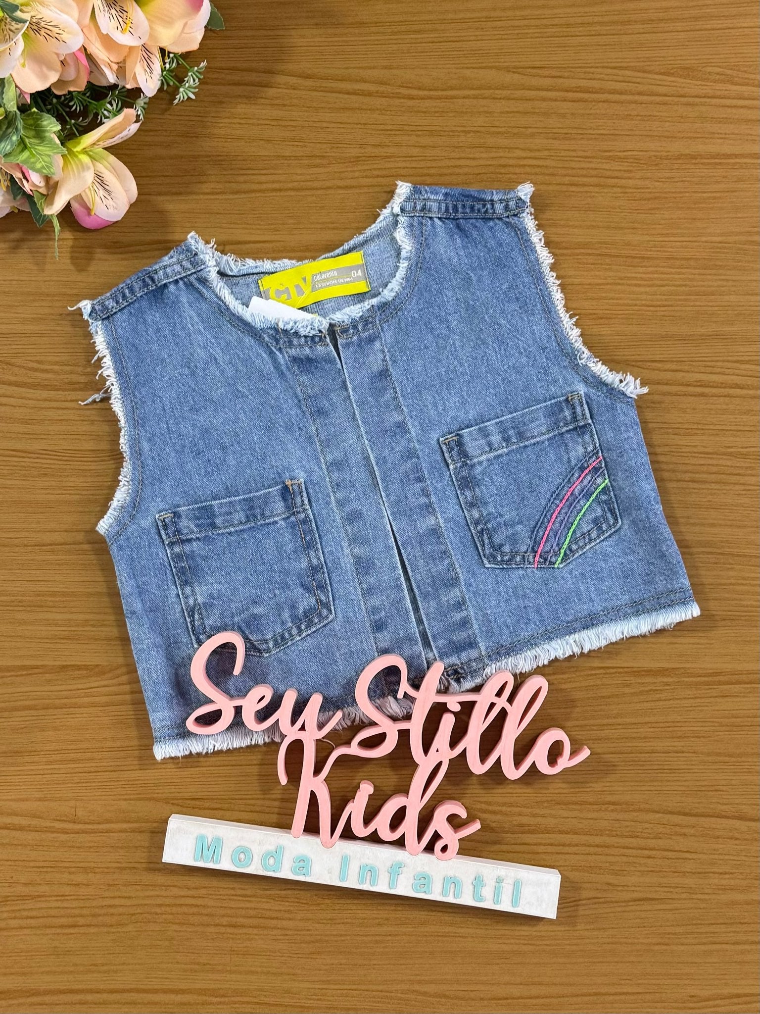 Colete Infantil Catavento Verão Jeans