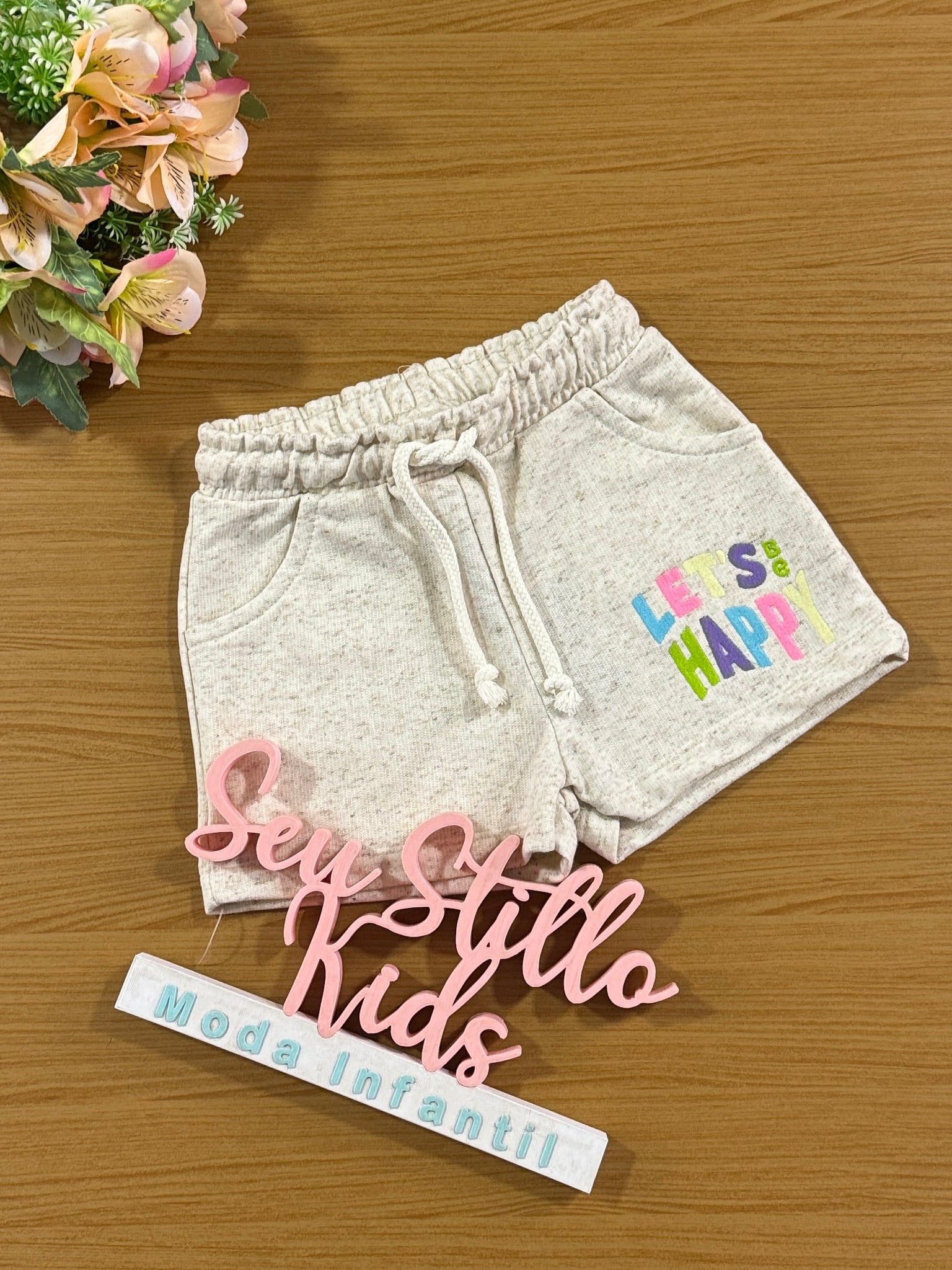 Shorts Infantil Catavento Verão Off White Happy