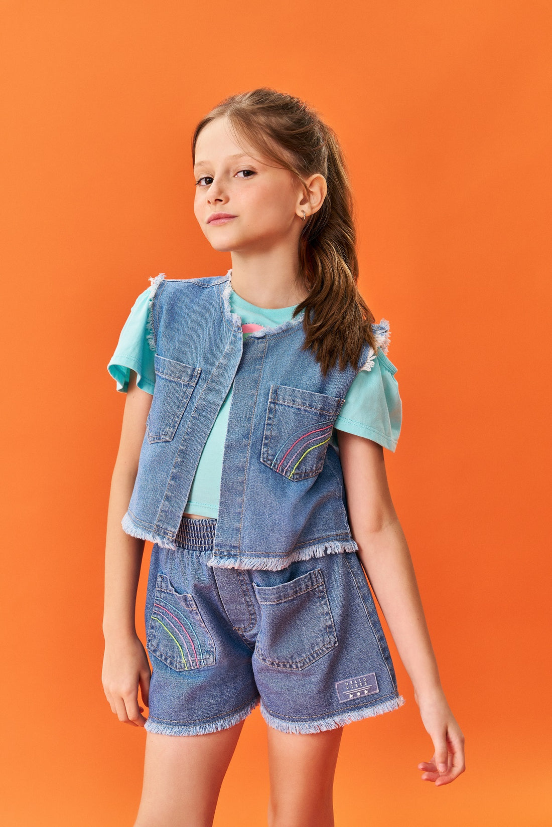 Colete Infantil Catavento Verão Jeans