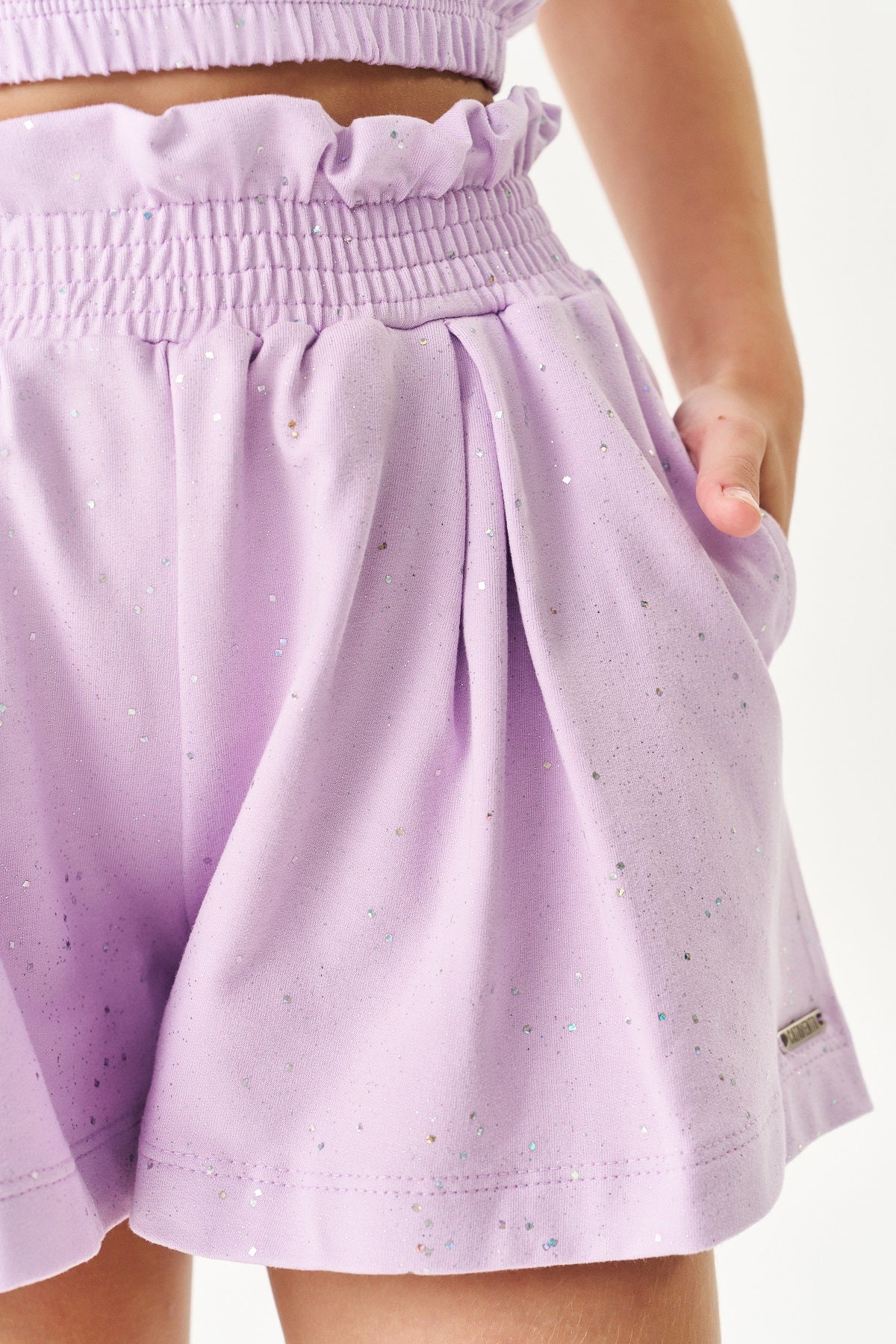 Conjunto Infantil Catavento Verão Shorts e Blusa Lilás Brilhante