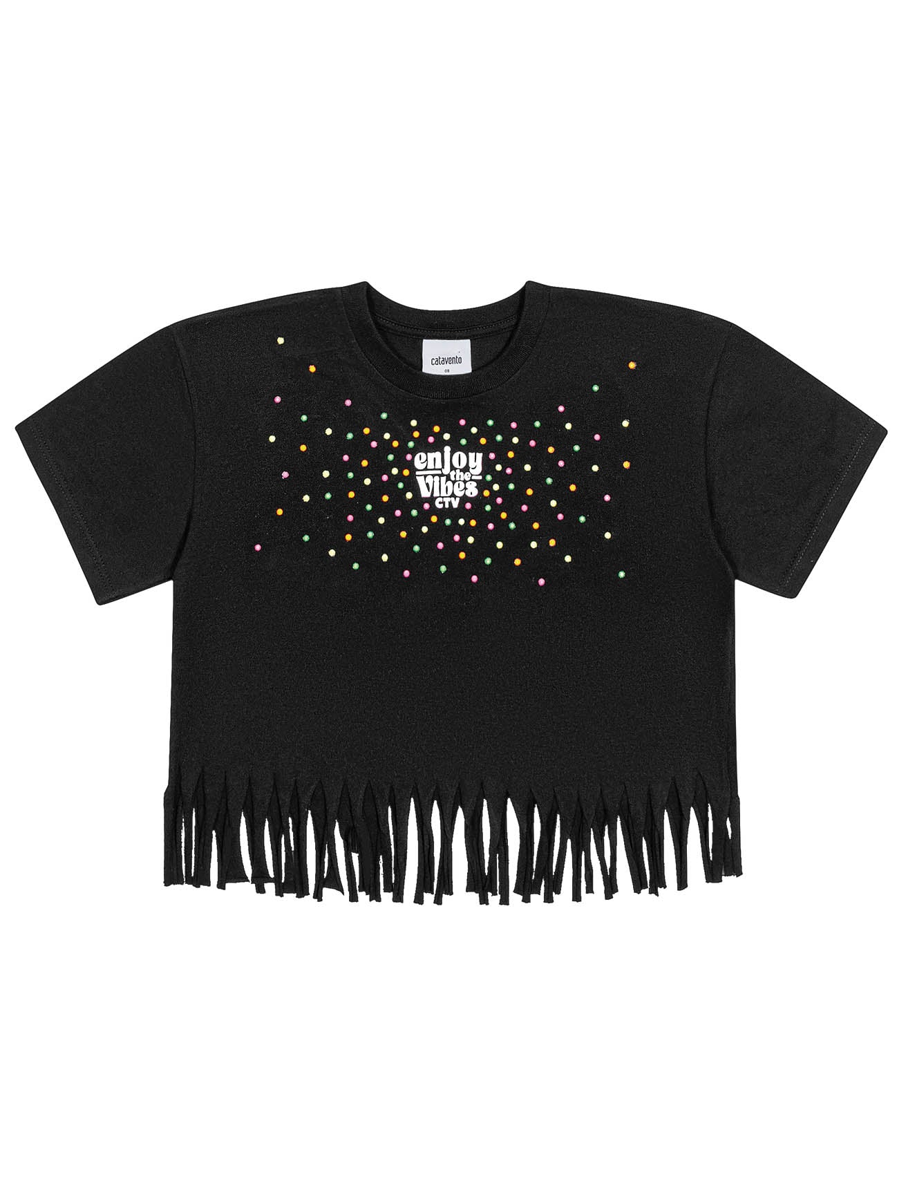 Conjunto Infantil Catavento Verão Shorts e Blusa Preta Vibes