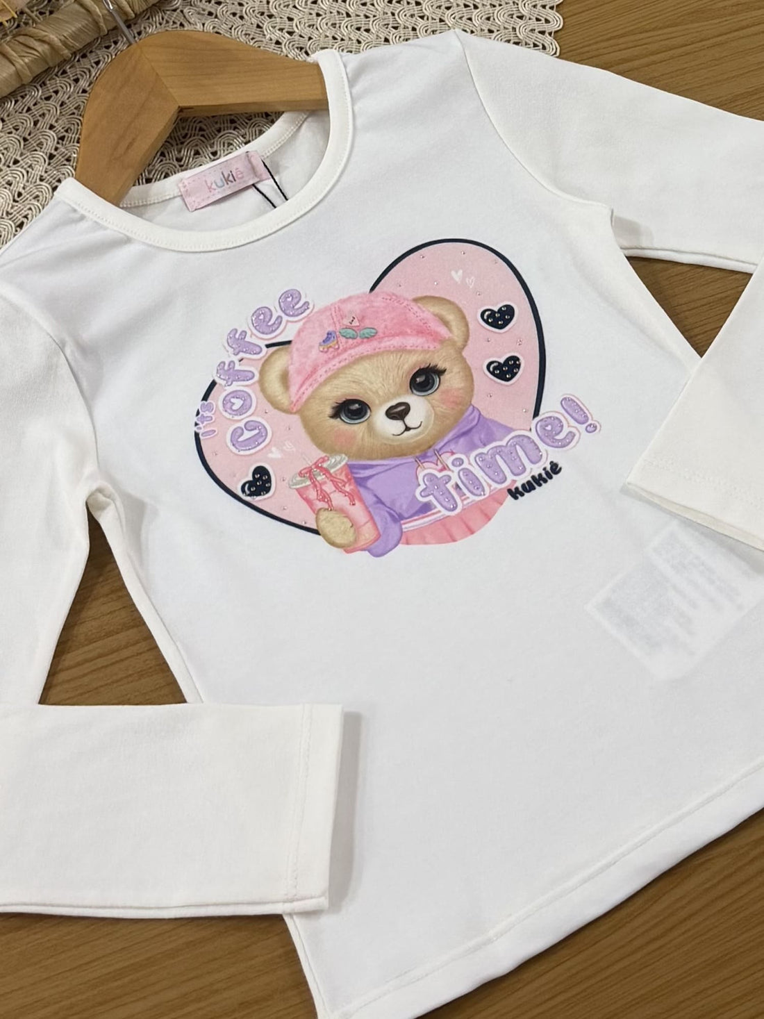Conjunto Infantil Kukiê Inverno com Shorts Saia Azul Marinho, Blusa Manga Longa e Bolsinha
