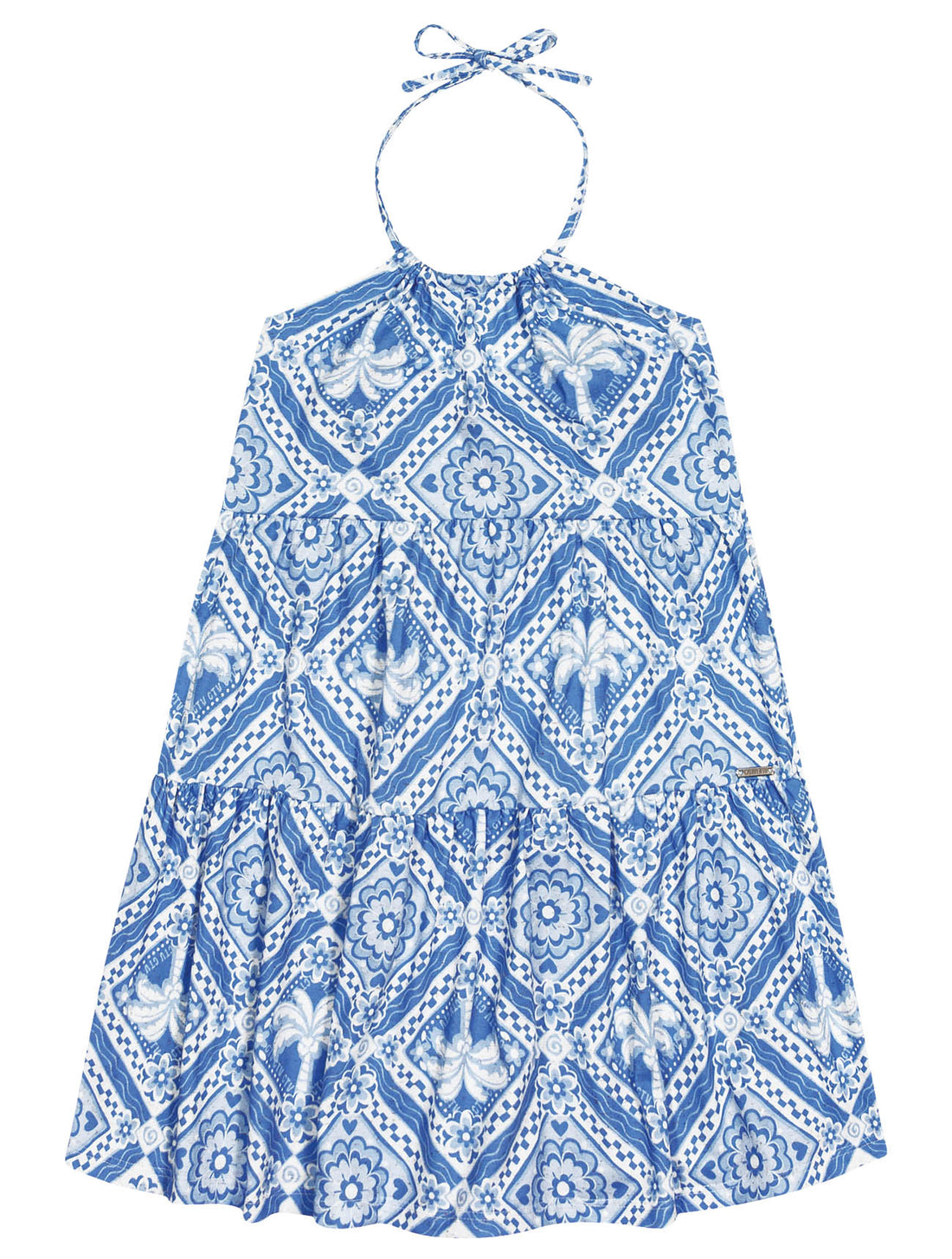 Vestido Infantil Catavento Verão Azul Tropical