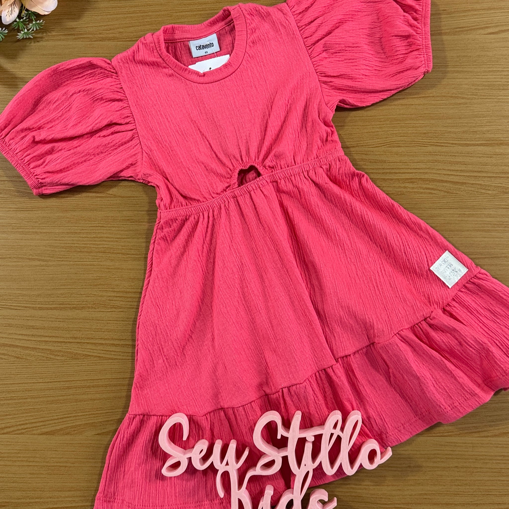 Vestido Infantil Catavento Verão Cereja