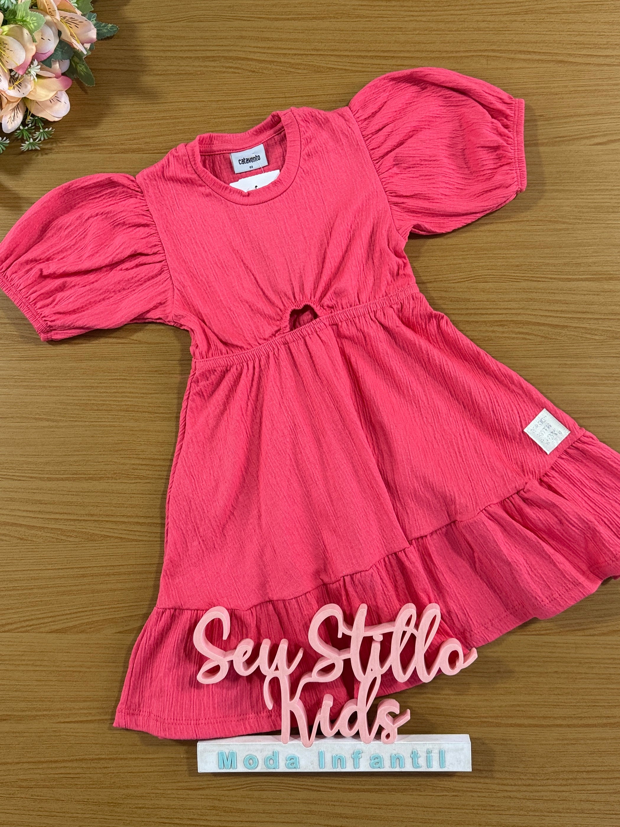 Vestido Infantil Catavento Verão Cereja