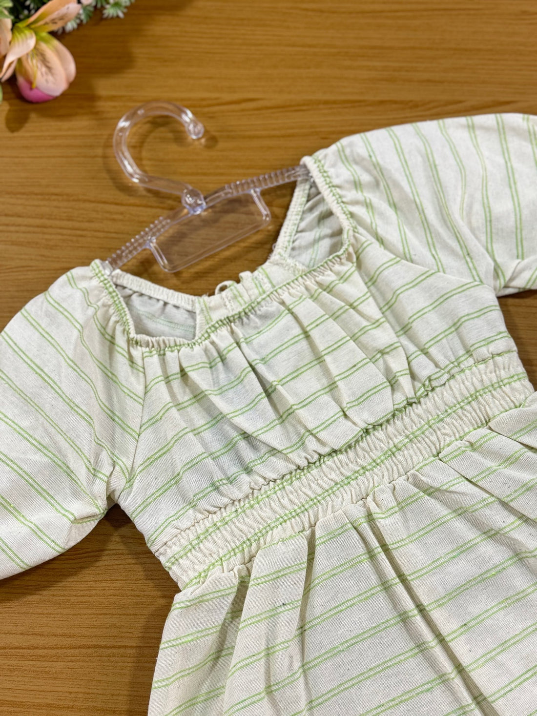 Vestido Infantil Catavento Verão Listrado Verde