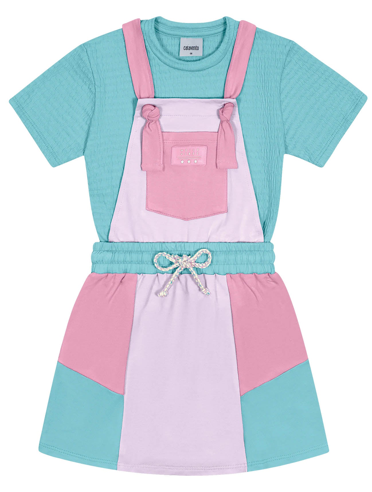 Salopete Infantil Catavento Verão Colors com Blusa Azul