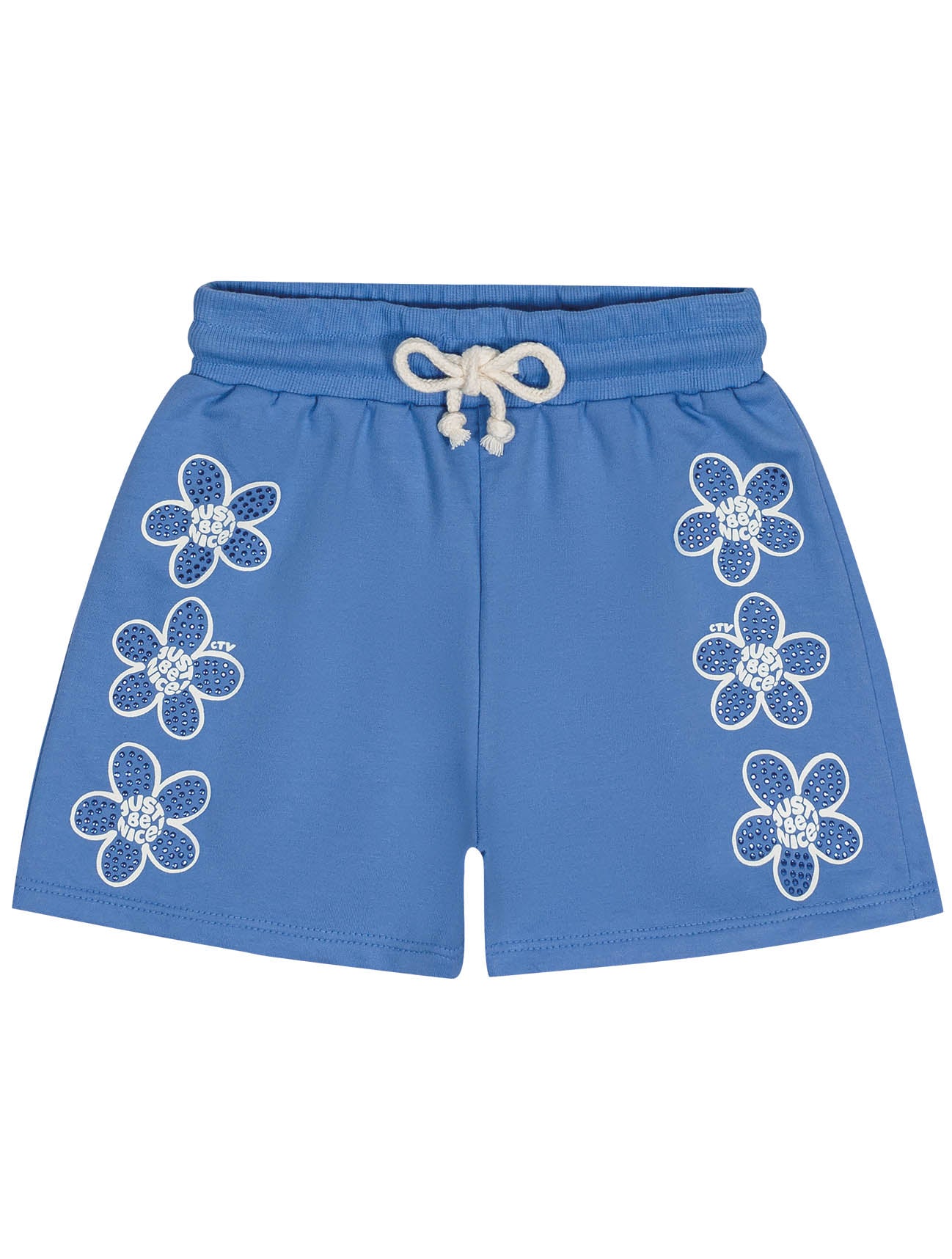 Conjunto Infantil Catavento Verão Shorts Azul e Blusa Off Flor
