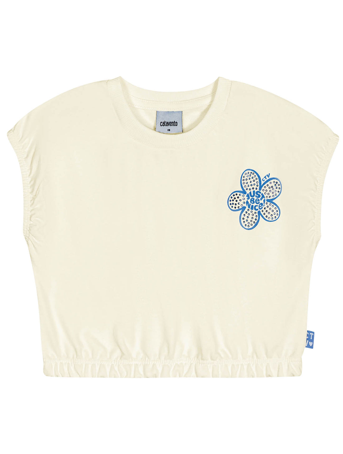 Conjunto Infantil Catavento Verão Shorts Azul e Blusa Off Flor