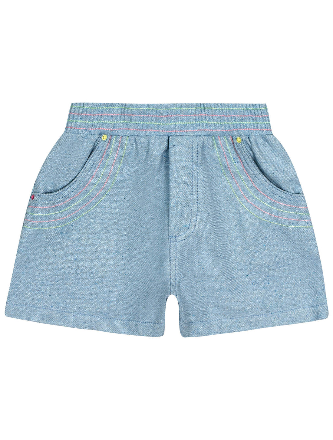 Conjunto Infantil Catavento Verão Shorts Azul Jeans e Cropped Frutas