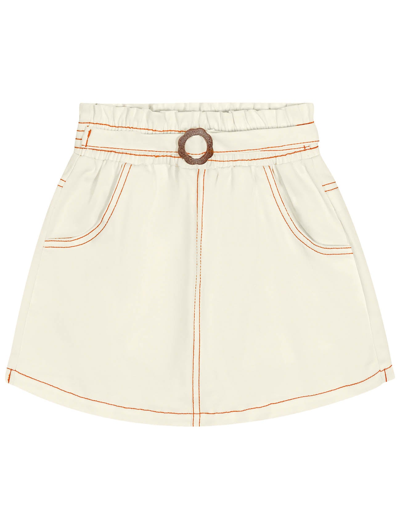 Conjunto Infantil Catavento Verão Shorts Saia e Cropped Laranja