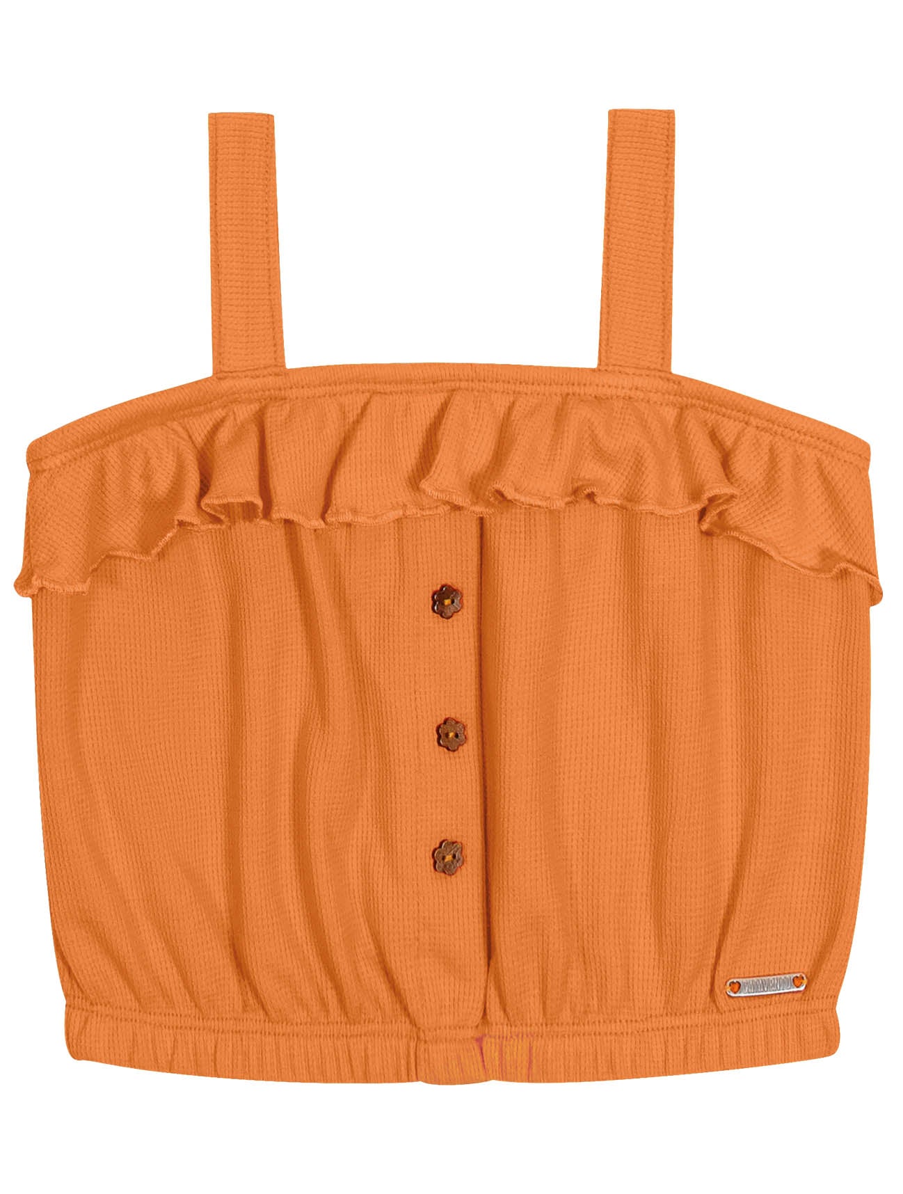 Conjunto Infantil Catavento Verão Shorts Saia e Cropped Laranja