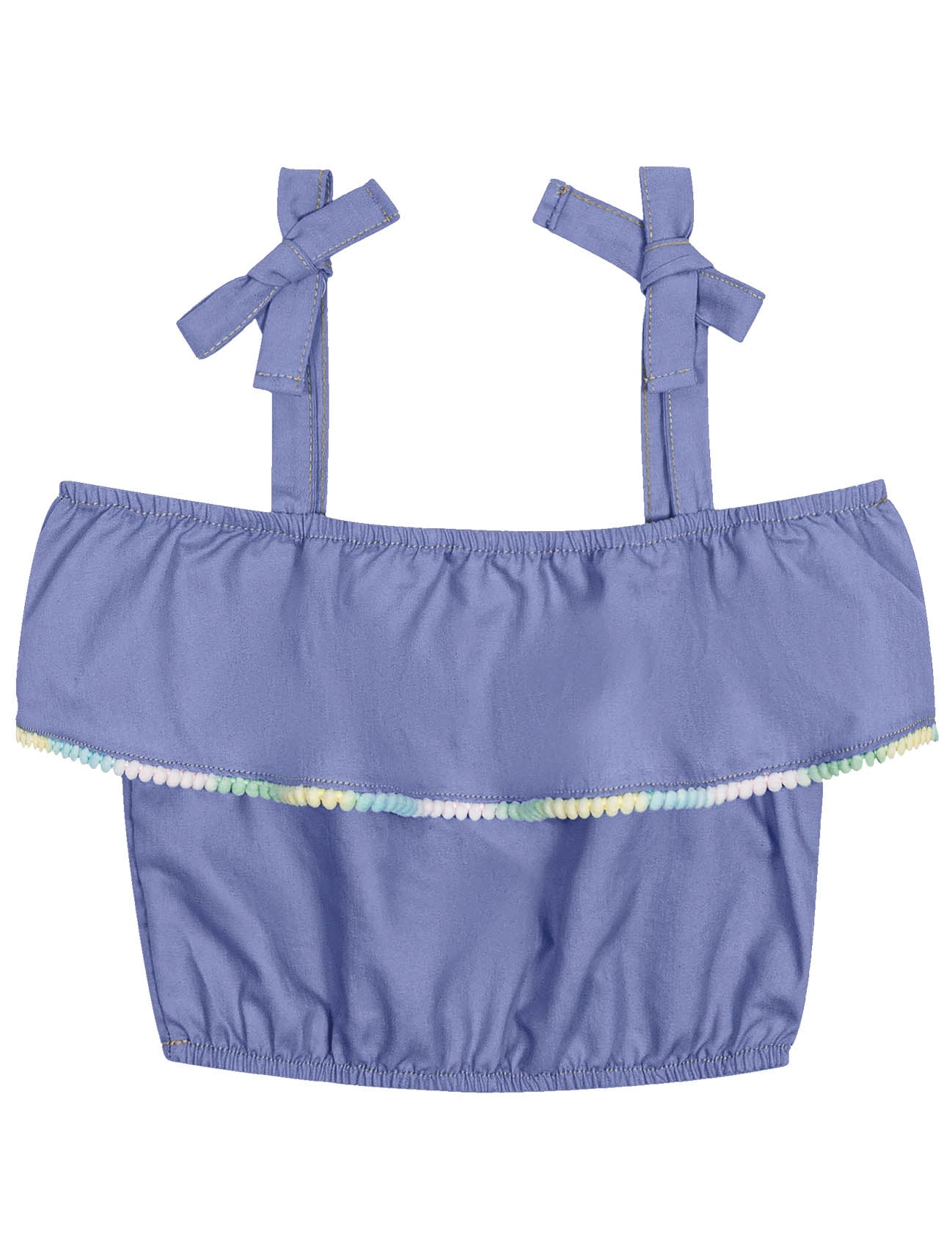 Conjunto Infantil Catavento Verão Saia e Blusa Azul Jeans