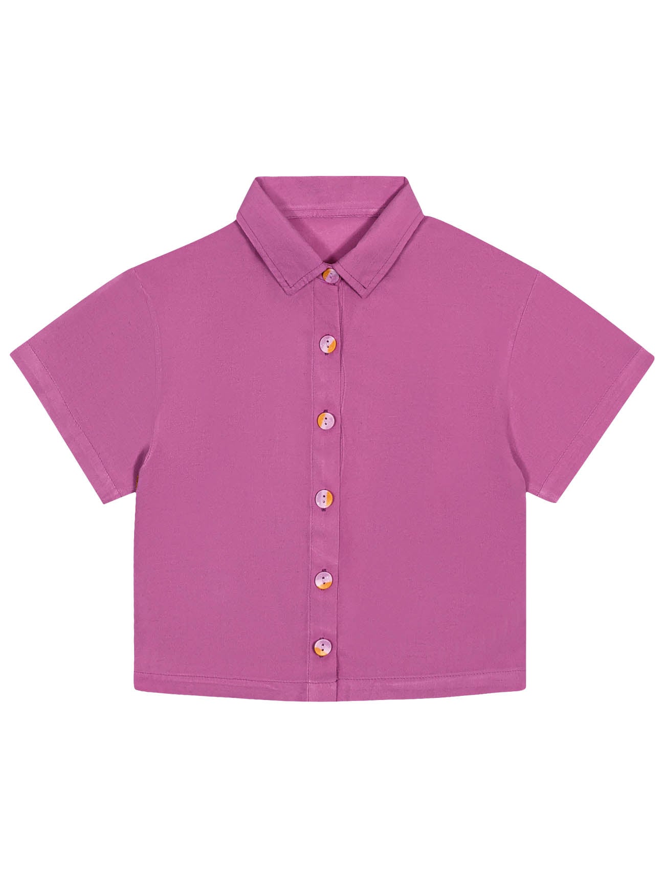Conjunto Infantil Catavento Verão Shorts, Top e Camisa Roxo