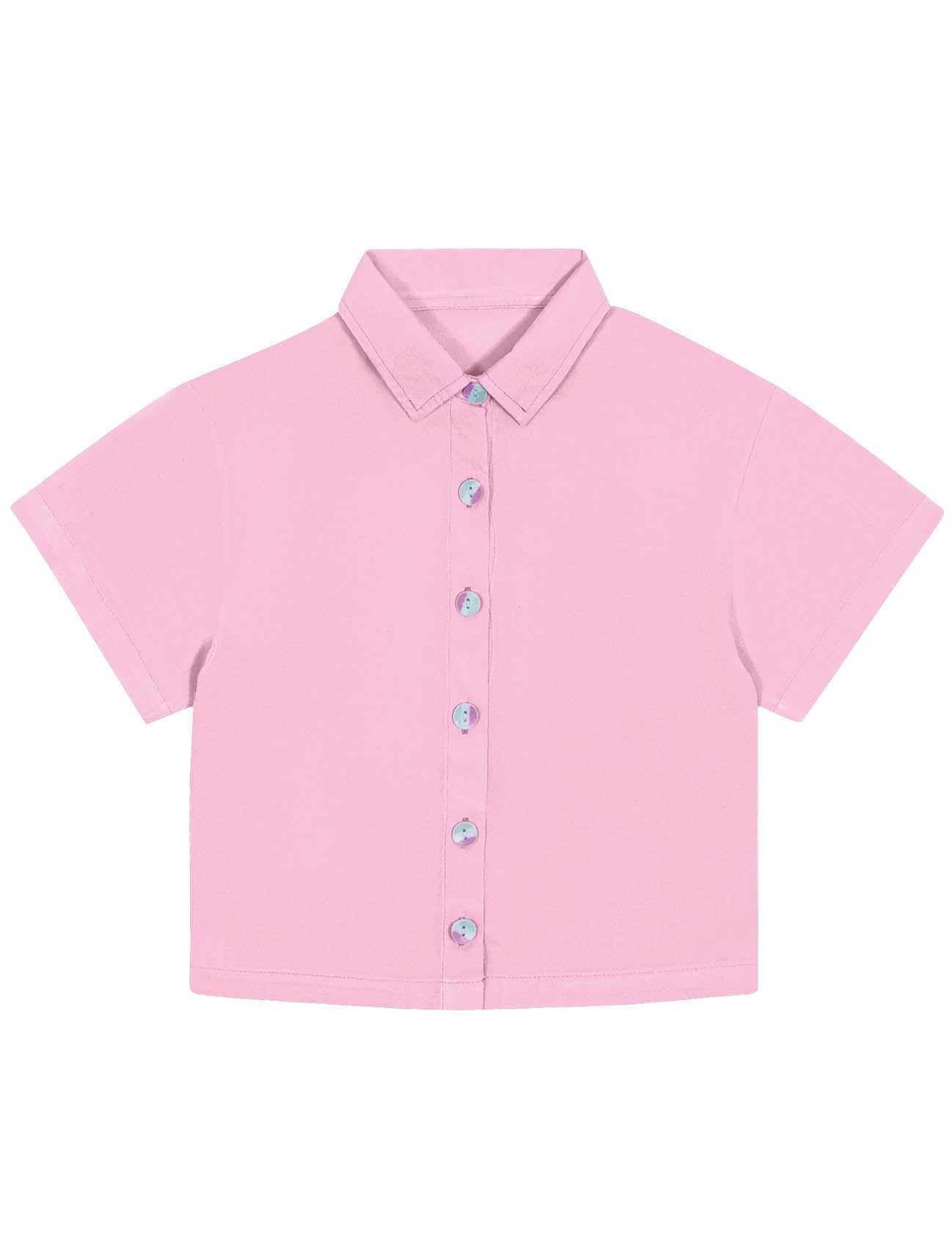 Conjunto Infantil Catavento Verão Shorts, Top e Camisa Rosa