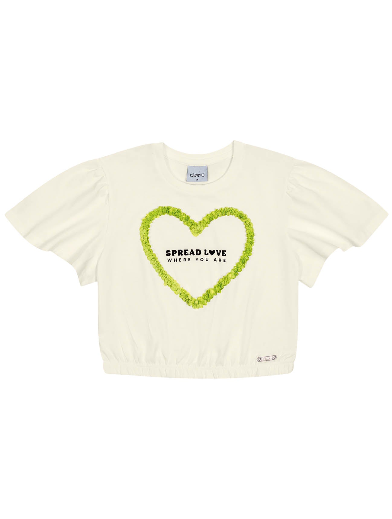 Conjunto Infantil Catavento Verão Saia Verde e Blusa Coração