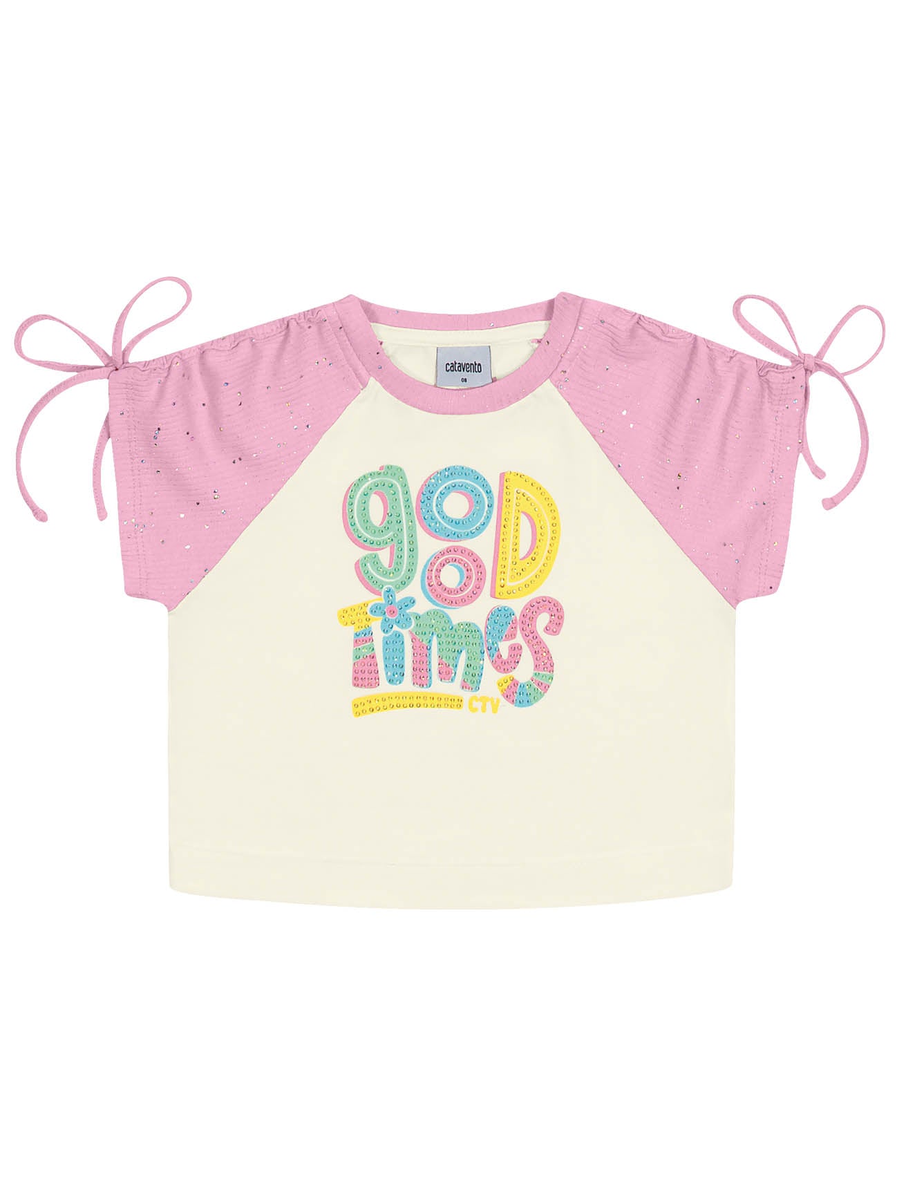 Conjunto Infantil Catavento Verão Shorts Rosa, Blusa e Bolsinha Good