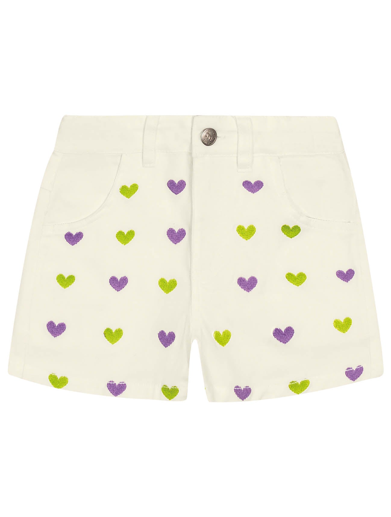 Shorts Infantil Catavento Verão Branco Coração