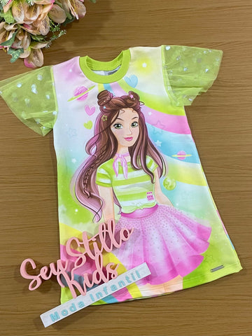 Vestido Infantil Catavento Verão Verde Menina Fashion