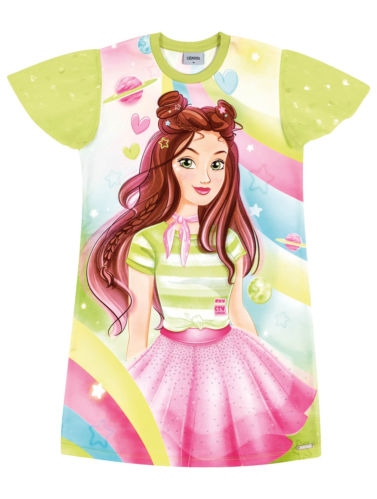 Vestido Infantil Catavento Verão Verde Menina Fashion