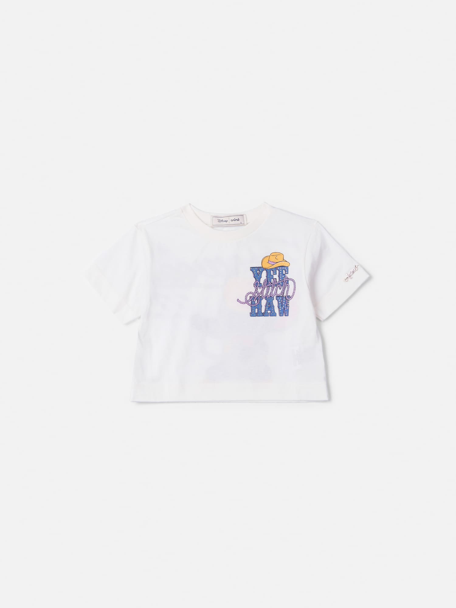 Blusa Infantil Animê Verão Branca Stitch Cowboy Disney