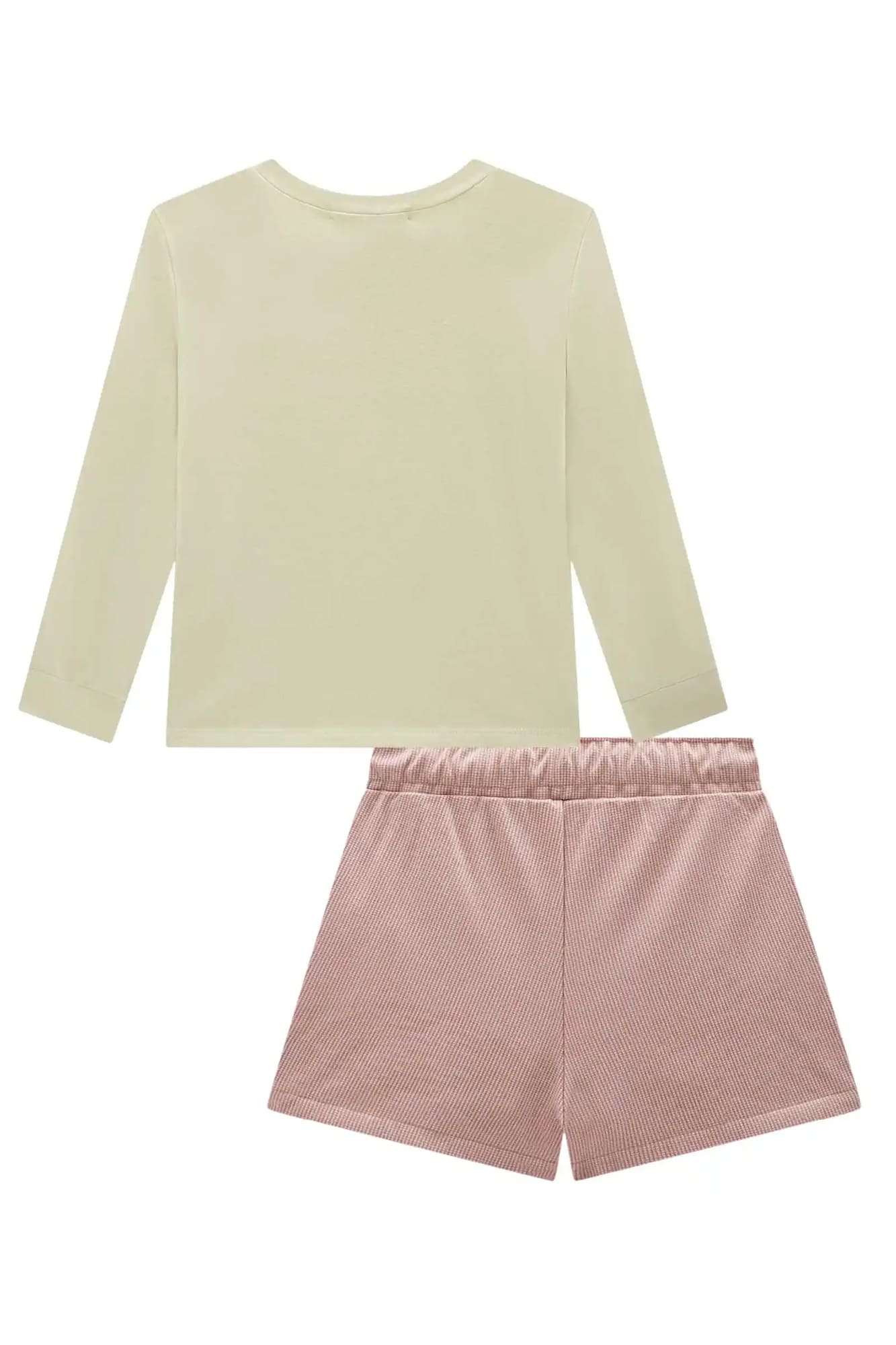 Conjunto Infantil Kukiê Inverno Short Saia e Blusa Bege Ursinhos