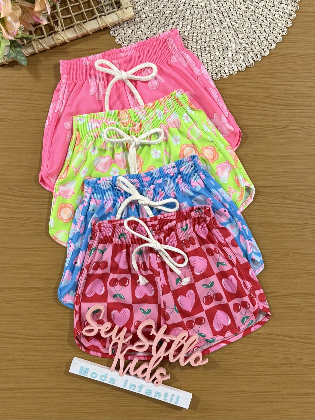 Shorts Infantil Cinti Verão Rosa Bexiga