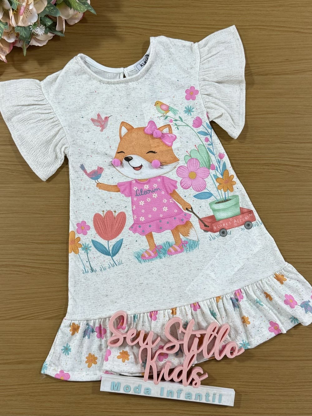 Vestido Infantil Kukie Alecrim Verão Raposinha
