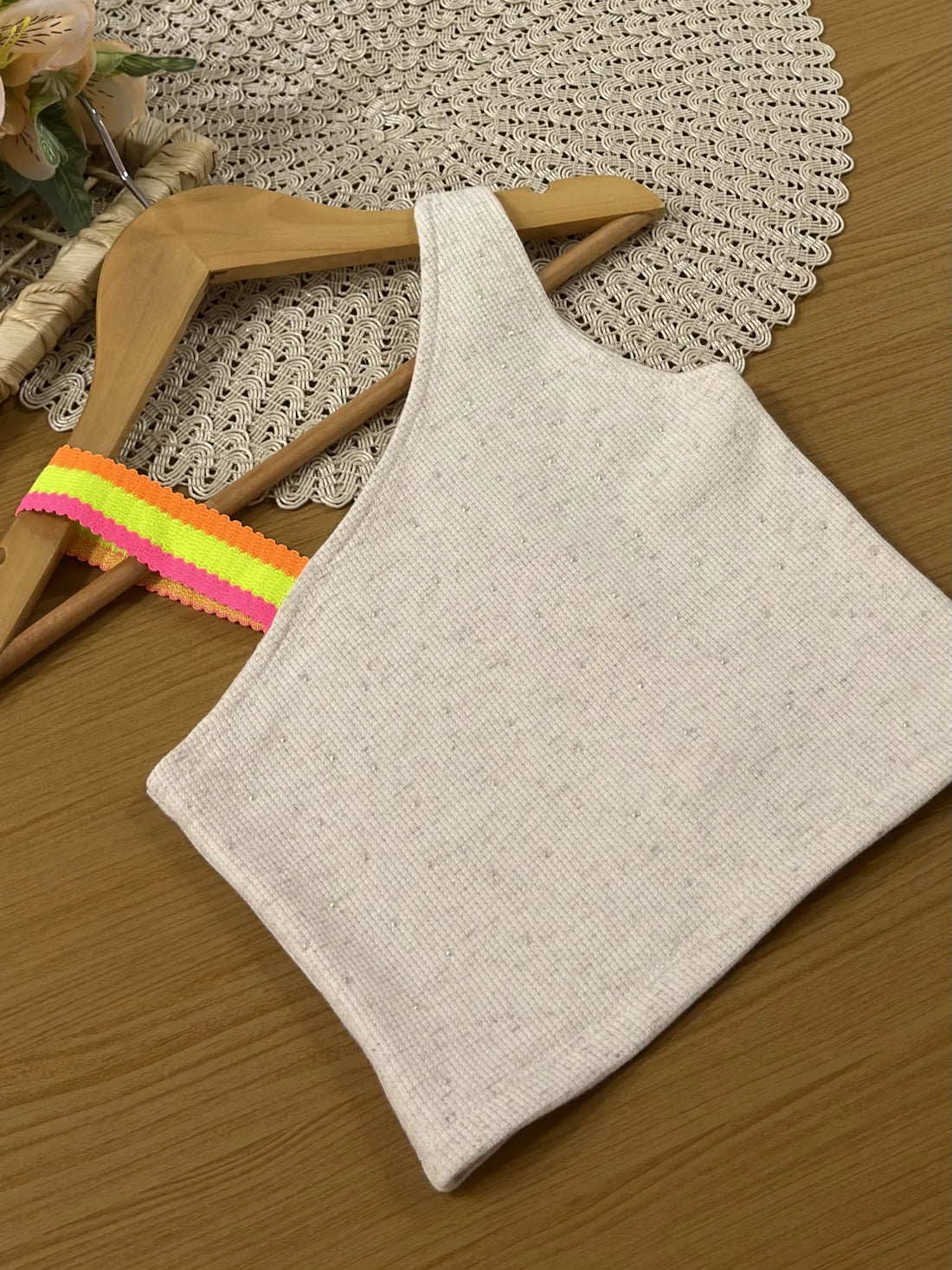 Conjunto Infantil Cinti Inverno Com Shorts e Cropped Bege Flores