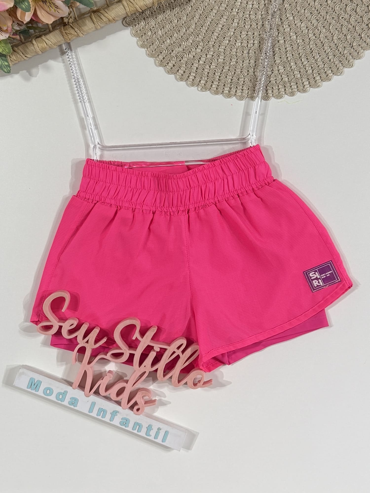 Shorts Infantil Siri Kids Sport Dani Rosa Neon 41788