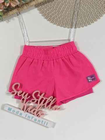Shorts Infantil Siri Kids Sport Dani Rosa Neon 41788