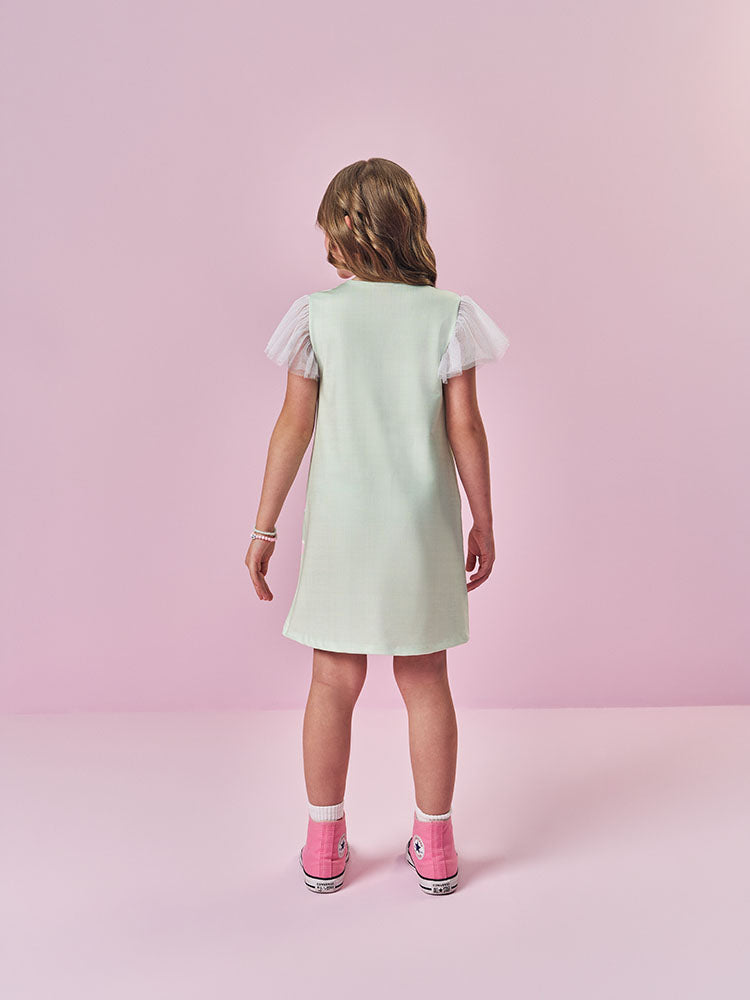 Vestido Infantil Cinti Verão Verde Ursinha Cutie com Strass