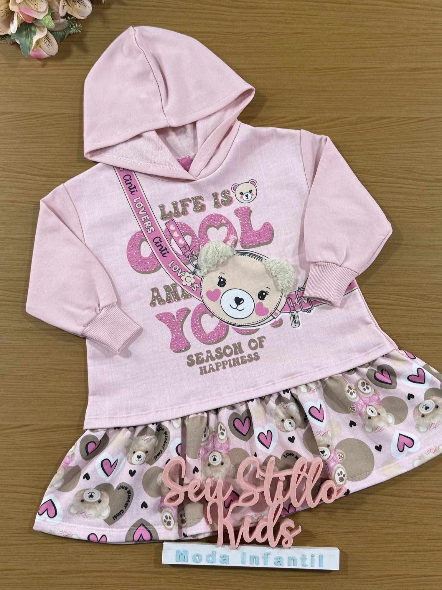 Vestido Infantil Cinti Inverno Bolsinha Rosa