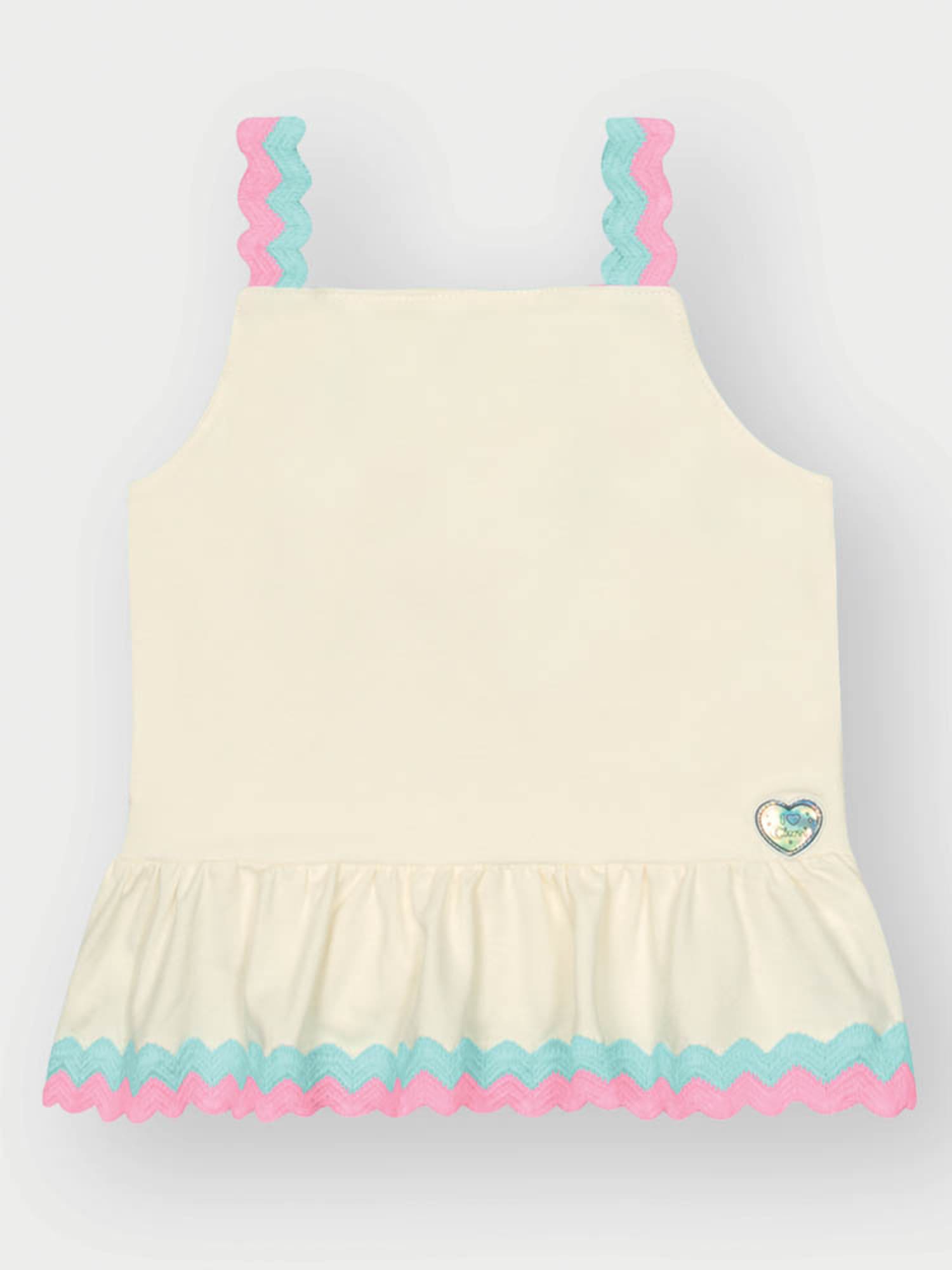 Conjunto Infantil Cinti Verão com Shorts Azul e Cropped Branco