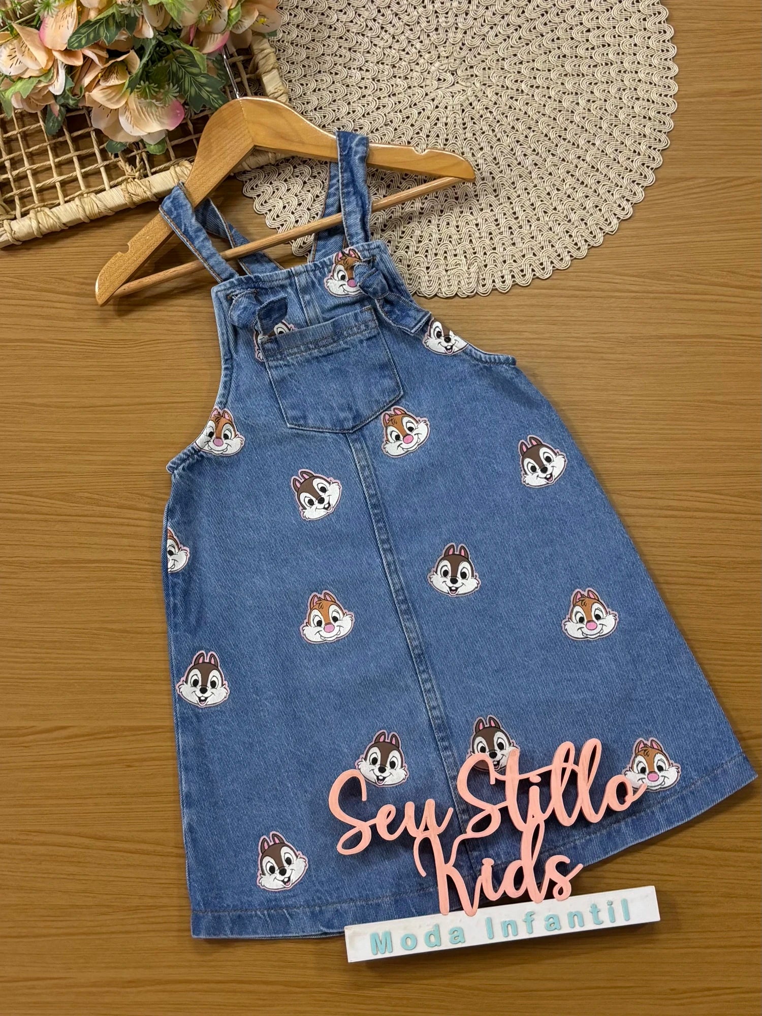 Salopete Infantil Momi Inverno Jeans Tico e Teco Disney