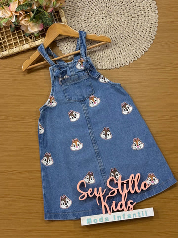 Salopete Infantil Momi Inverno Jeans Tico e Teco Disney