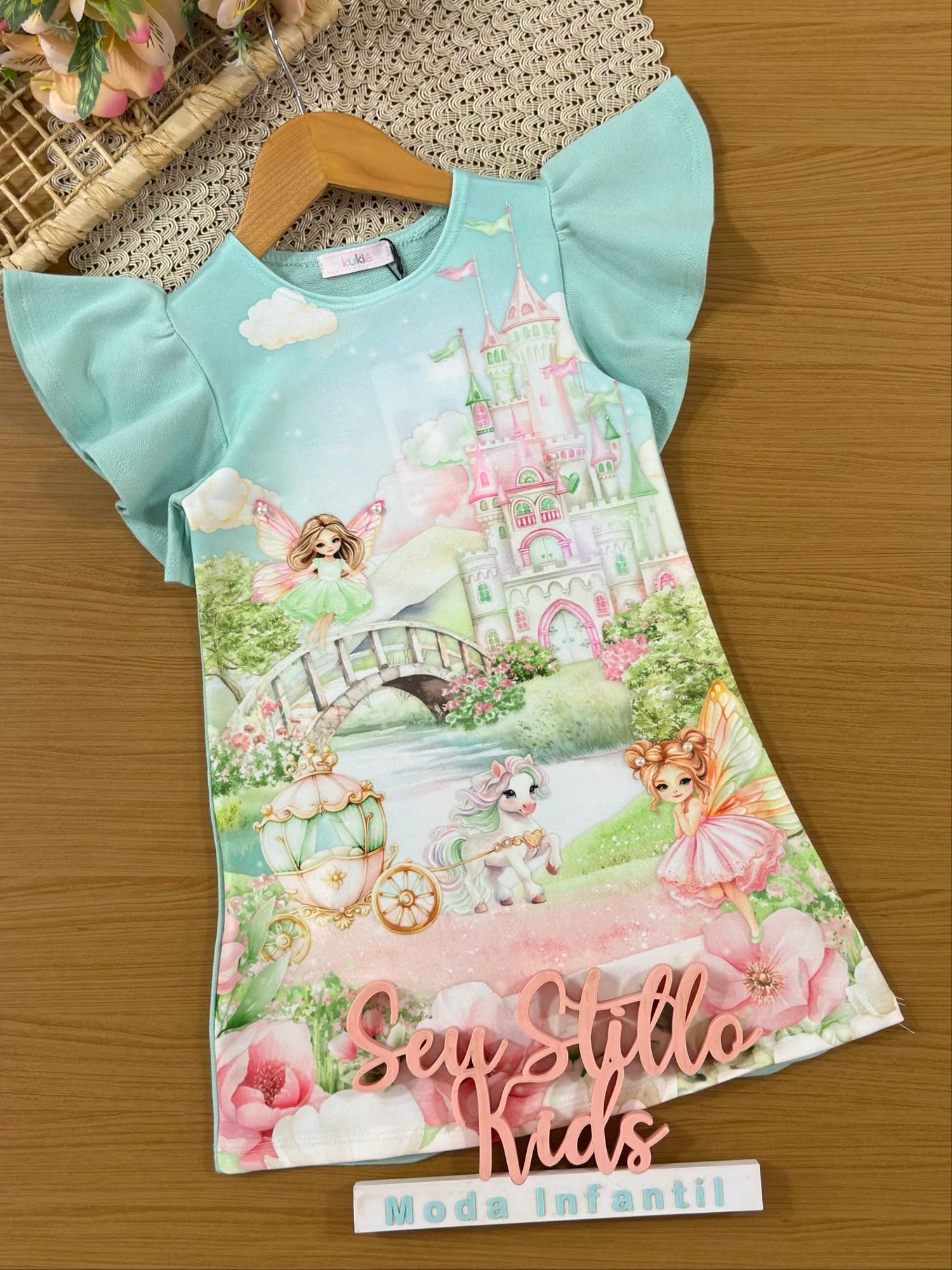 Vestido Infantil Kukiê Verde Mundo das Fadas