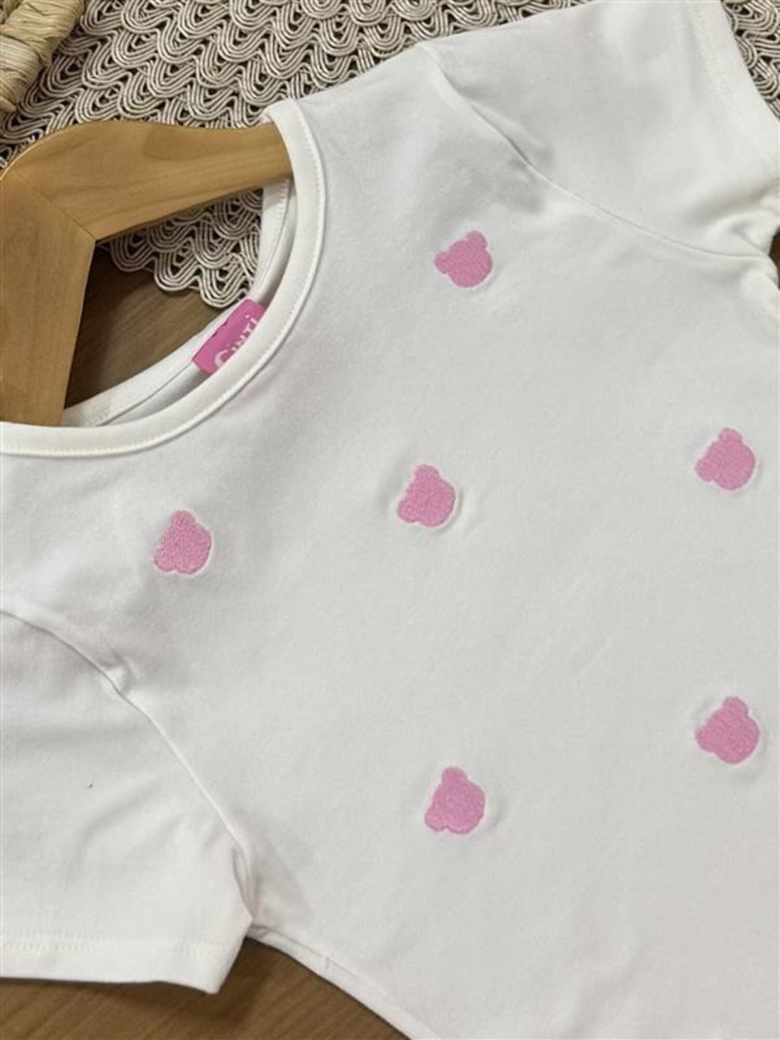 Blusa Infantil Cinti Verão Branca Ursinhos Rosa
