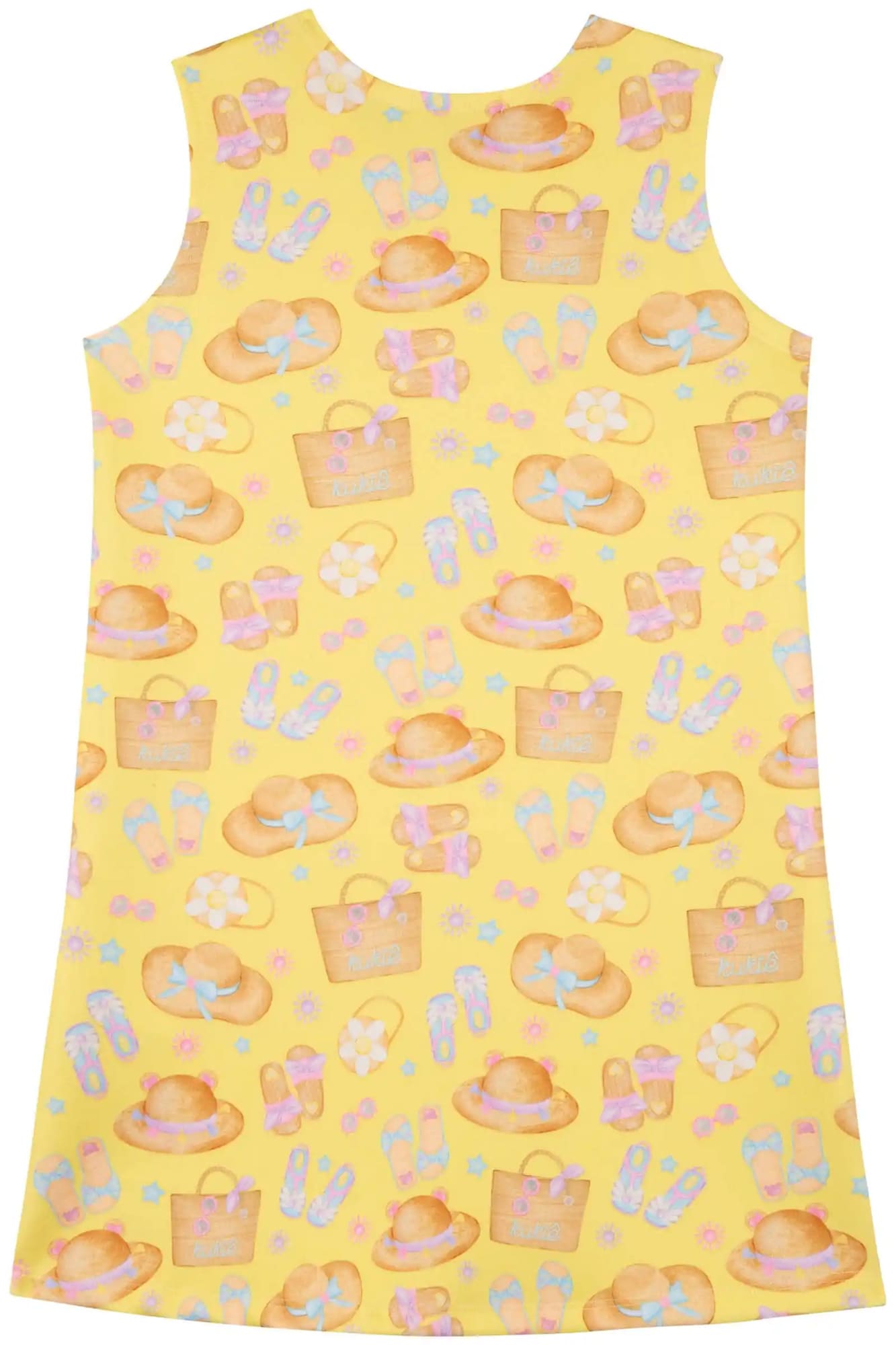 Vestido Infantil Kukiê Verão Amarelo Cachorrinha na Praia