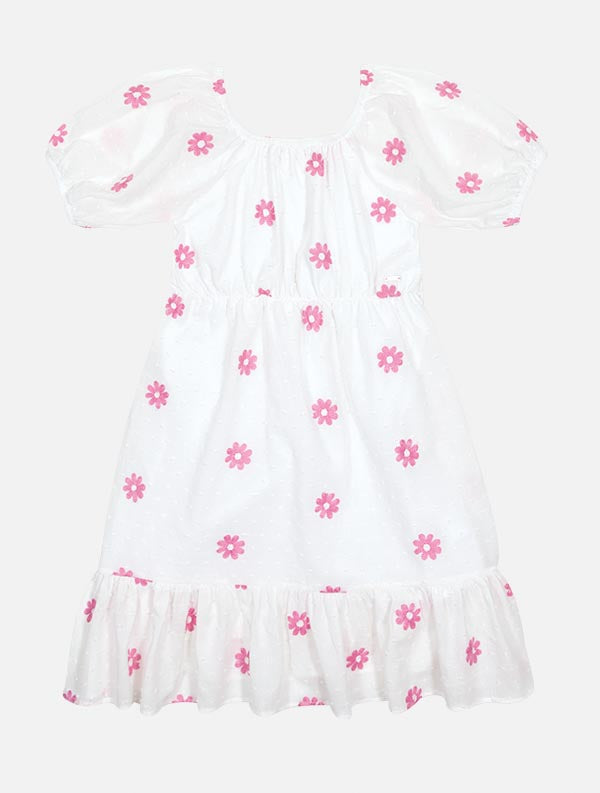 Vestido Infantil Cinti Verão Branco Florzinhas