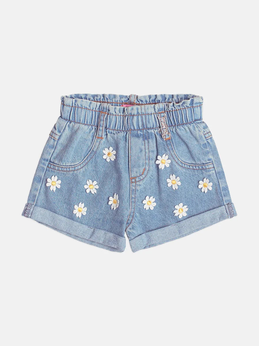 Shorts Jeans Infantil Menina Momi Florzinhas
