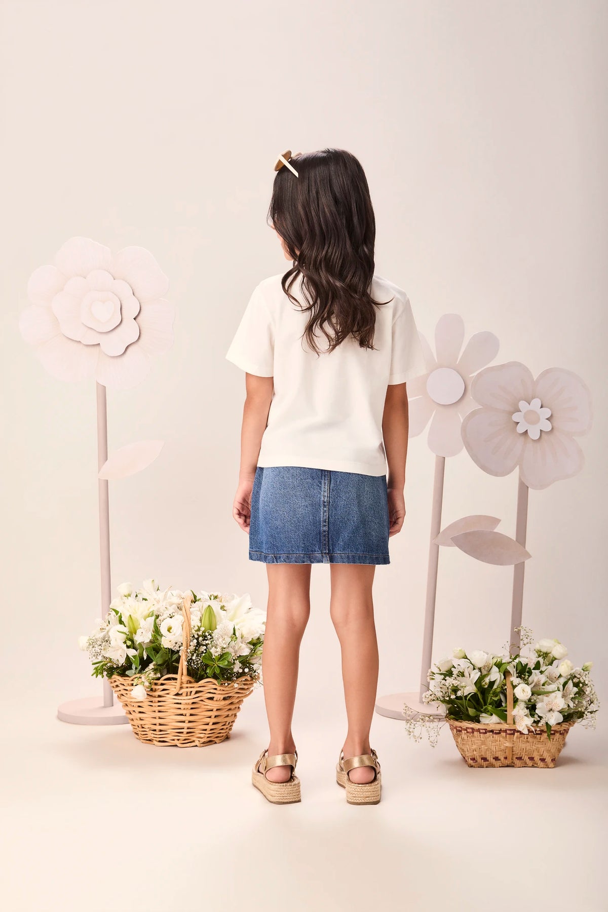 Blusa Infantil Menina Momi Branca Cestinha de Frutas