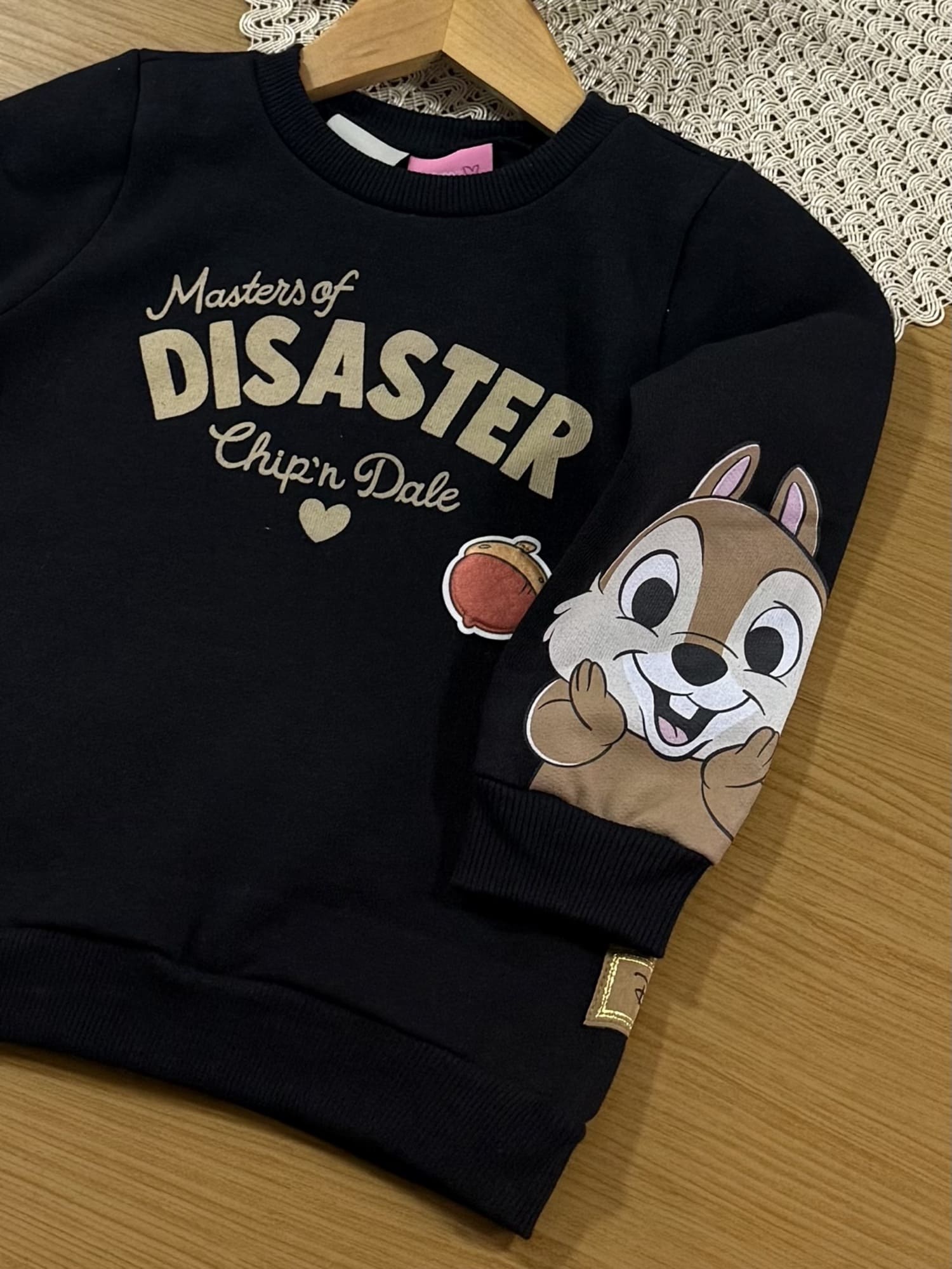 Moletom Infantil Momi Inverno Flanelado Preto Tico e Teco Disney