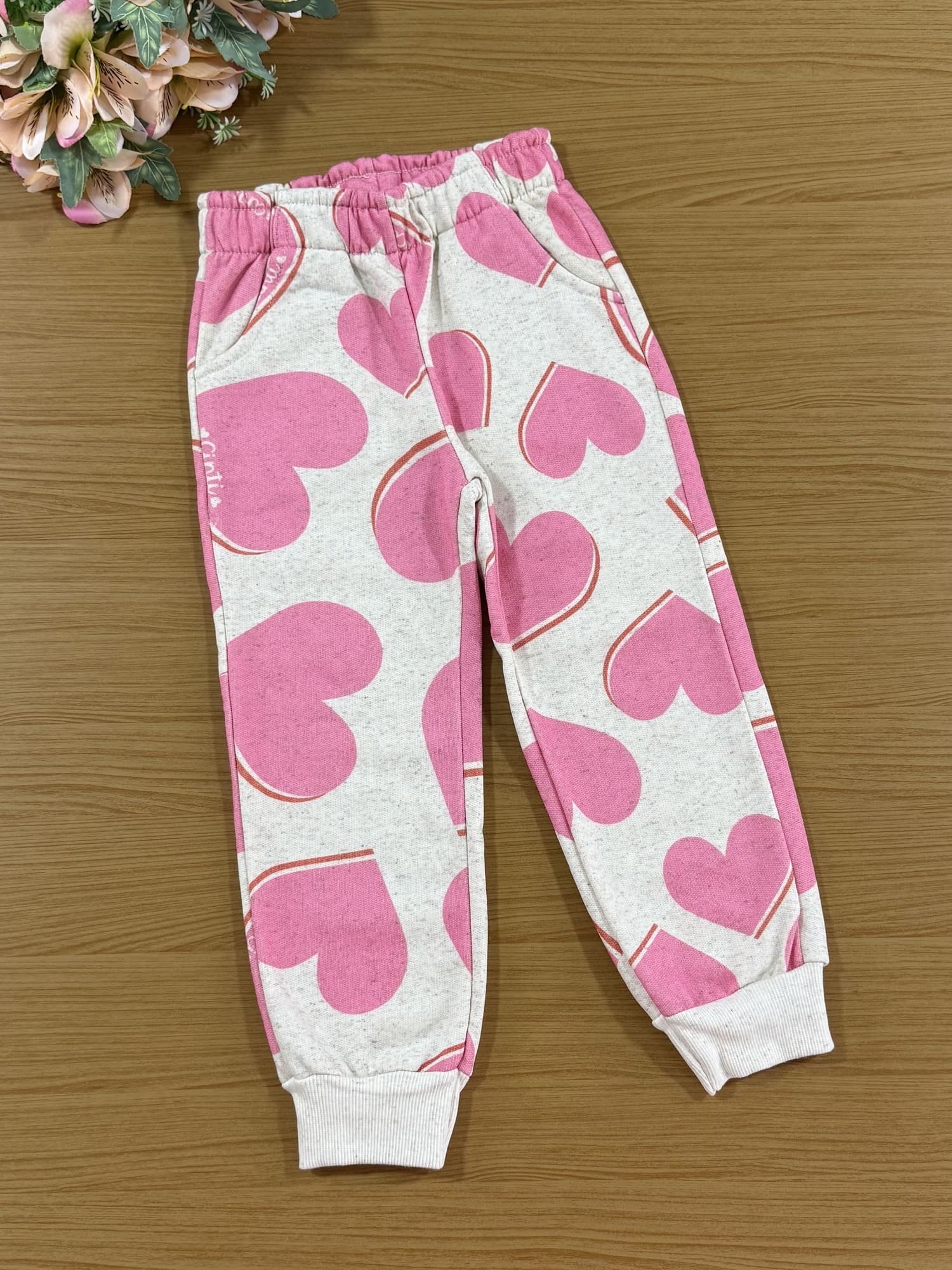 Conjunto Infantil Cinti Inverno Calça e Moletom Flanelado Coração