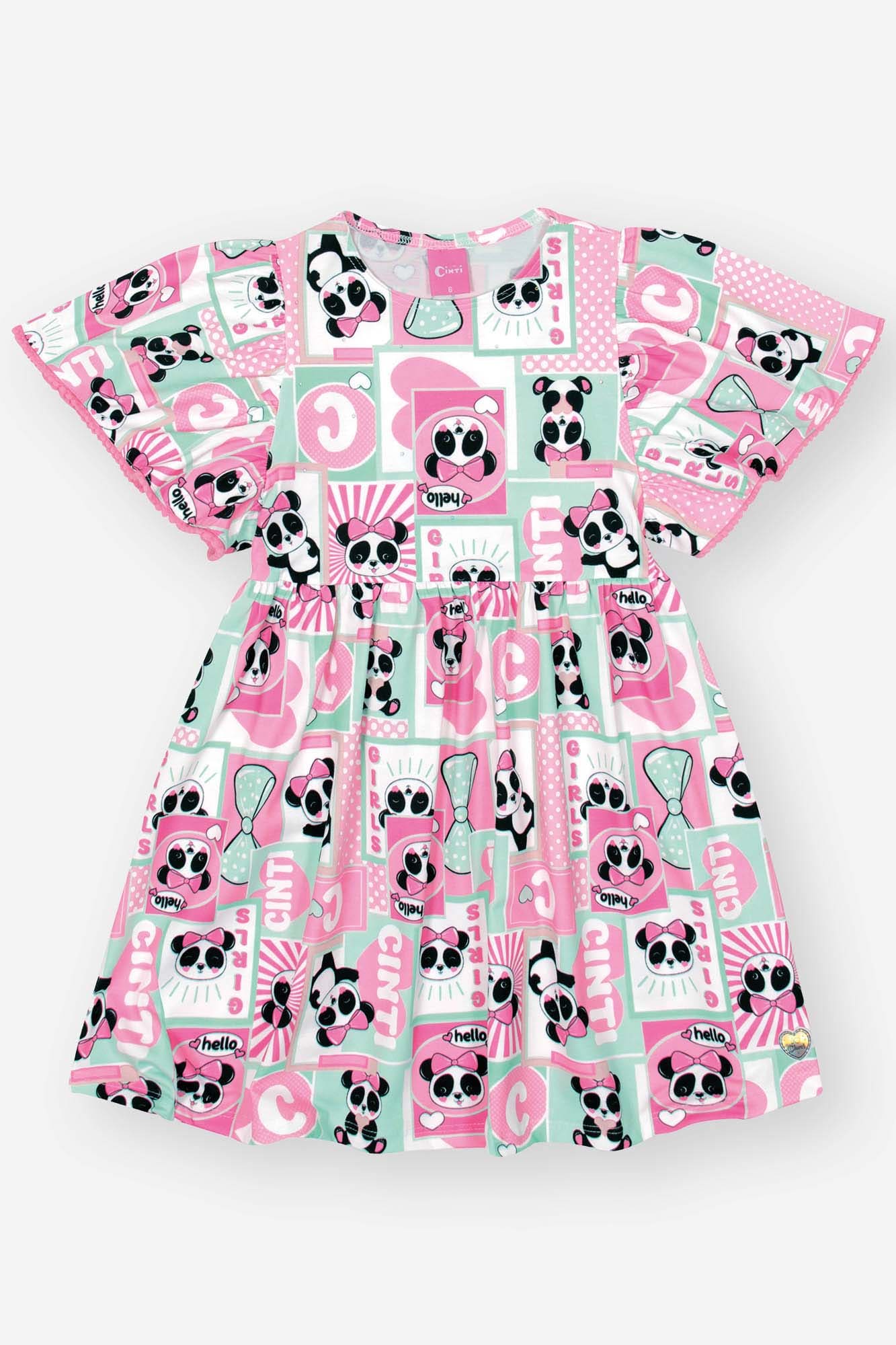 Vestido Infantil Cinti Inverno Rosa Panda