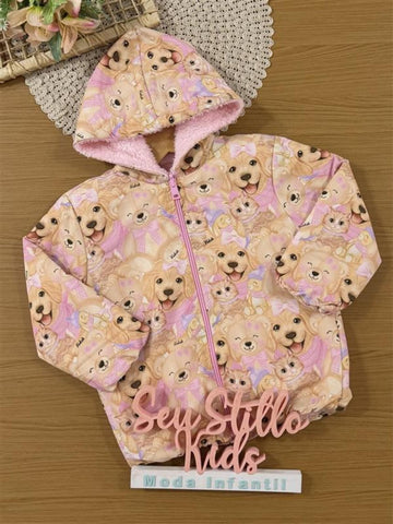 Jaqueta Infantil Kukiê Inverno Dupla Face Animais